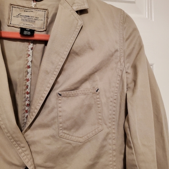 Vintage Womens Ralph Lauren Casual Blazer Size 10P,  Tan Cotton Country Jacket - Picture 6 of 13